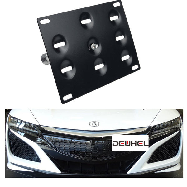 Front Bumper Tow Hook License Plate Mount Bracket Holder Bolt On No Drill Hole For Acura NSX 2017-up